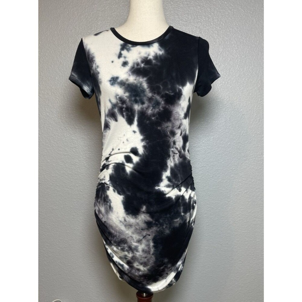 Antistar ruched bodycon tie dye short sleeve dress Small party summer Y2K